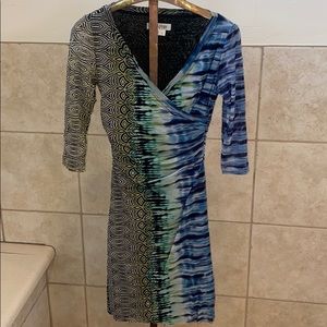 Kay Unger bodycon mesh dress tie dye